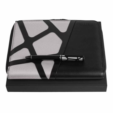 HUGO BOSS Set Craft Chrome (kugelschreiber & A5 konferenzmappe)