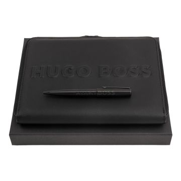 HUGO BOSS Set Label Black (kugelschreiber & A5 konferenzmappe)