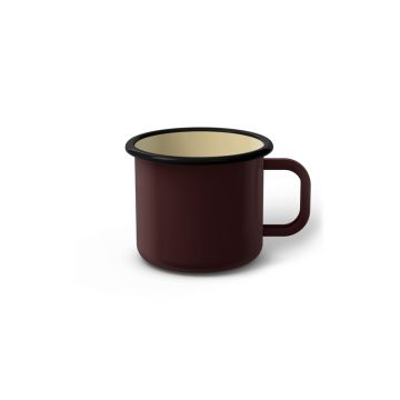 Emaille Tasse 6 cm dunkelbraun, schwarzer Rand, Innenfarbe beige, (Kaffeetasse)