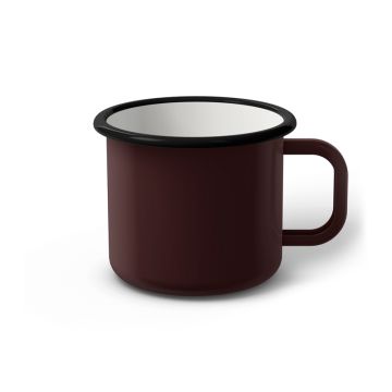 Emaille Tasse 8 cm dunkelbraun, schwarzer Rand, Innenfarbe weiß, (Klassiker)