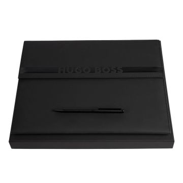 HUGO BOSS Set Cloud Matte Black (kugelschreiber & A4 schreibmappe)