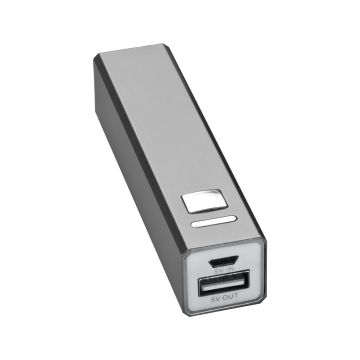 Powerbank 2.200 mAh aus Metall, inkl. Ladekabel