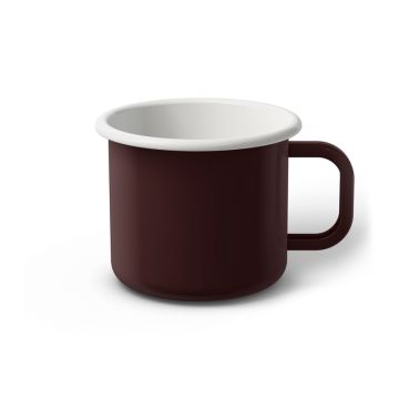 Emaille Tasse 8 cm dunkelbraun, weißer Rand, Innenfarbe weiß, (Klassiker)