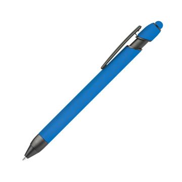 Alpha Rainbow Soft Touch Dreikant-Kugelschreiber mit Stylus gunmetal