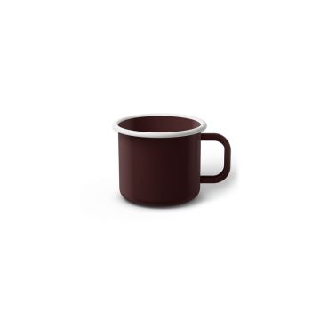 Emaille Tasse 5 cm dunkelbraun, weißer Rand, Innenfarbe dunkelbraun, (Espressotasse)