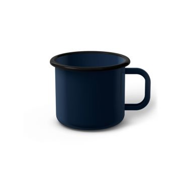 Emaille Tasse 7 cm dunkelblau, schwarzer Rand, Innenfarbe dunkelblau, (Cappuccinotasse)