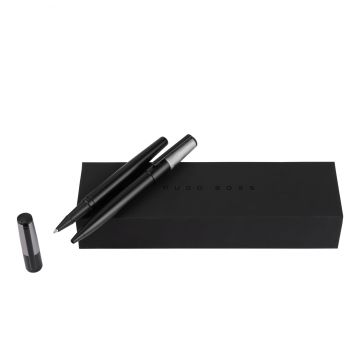 HUGO BOSS Set Gear Minimal Black & Chrome (kugelschreiber & tintenroller)