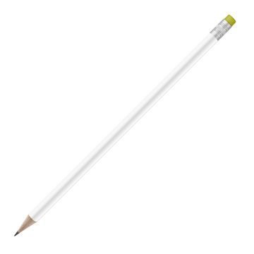Bleistift rund weiß mit Radierer, FSC neon_yellow