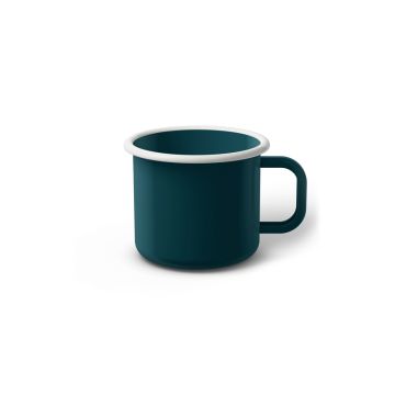 Emaille Tasse 6 cm dunkeltürkis, weißer Rand, Innenfarbe dunkeltürkis, (Kaffeetasse)