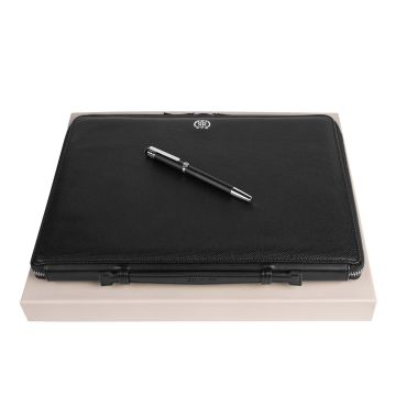 Cerruti 1881 Set Regent Black (tintenroller & A4 konferenzmappe)