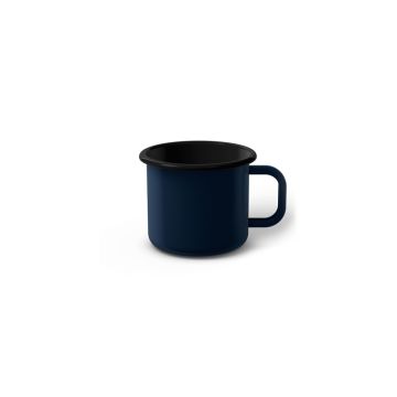 Emaille Tasse 5 cm dunkelblau, schwarzer Rand, Innenfarbe schwarz, (Espressotasse)