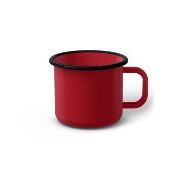 Emaille Tasse 7 cm dunkelrot, schwarzer Rand, Innenfarbe dunkelrot, (Cappuccinotasse)