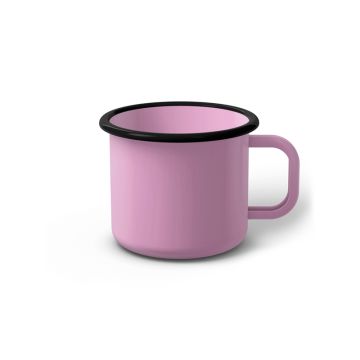 Emaille Tasse 7 cm pink, schwarzer Rand, Innenfarbe pink, (Cappuccinotasse)