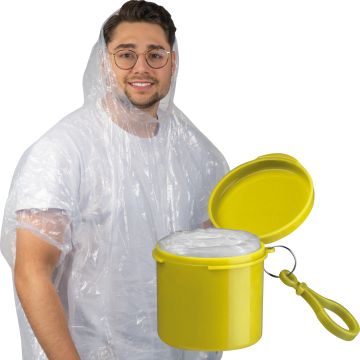 Regenponcho in einem Kunststoffdöschen