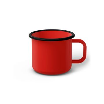Emaille Tasse 7 cm rot, schwarzer Rand, Innenfarbe rot, (Cappuccinotasse)