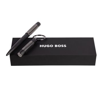 HUGO BOSS Set Gear Ribs Black (kugelschreiber & schlüsselring)