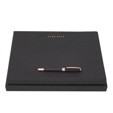 HUGO BOSS Set Essential Rosegold (tintenroller & A4 schreibmappe)