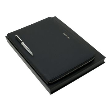 Cerruti 1881 Set Hamilton Black (kugelschreiber & A4 konferenzmappe)