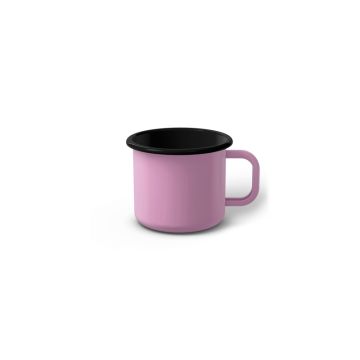 Emaille Tasse 5 cm pink, schwarzer Rand, Innenfarbe schwarz, (Espressotasse)