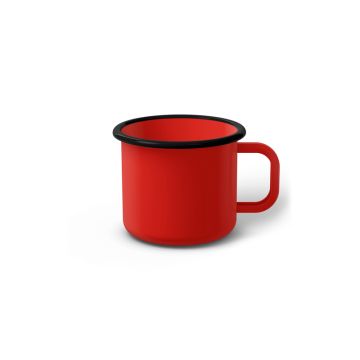 Emaille Tasse 6 cm rot, schwarzer Rand, Innenfarbe rot, (Kaffeetasse)