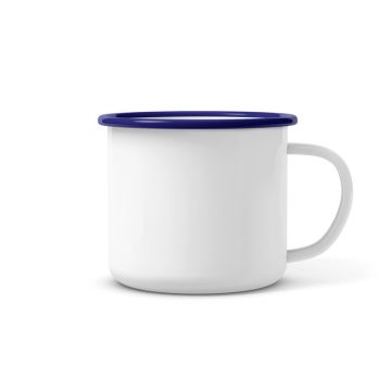 Emaille Tasse Herbert 8 cm mit blauem Rand