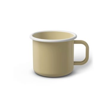 Emaille Tasse 7 cm beige, weißer Rand, Innenfarbe beige, (Cappuccinotasse)