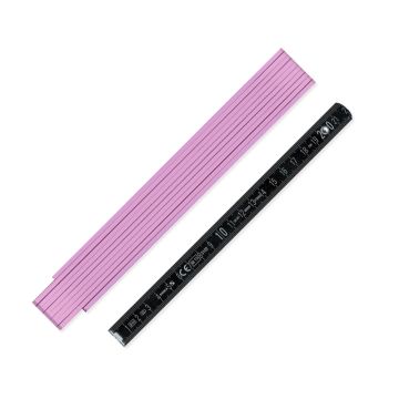 Zollstock mit pinker Hochseite und schwarzen Gliedern