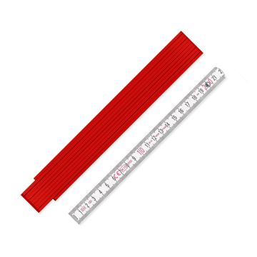 Zollstock mit roter Hochseite und weißen Gliedern