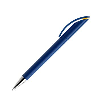 Prodir DS3 TPC Twist Kugelschreiber blau poliert mit Metallspitze und farbigem Ring