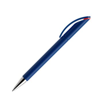 Prodir DS3 TPC Twist Kugelschreiber blau poliert mit Metallspitze und farbigem Ring