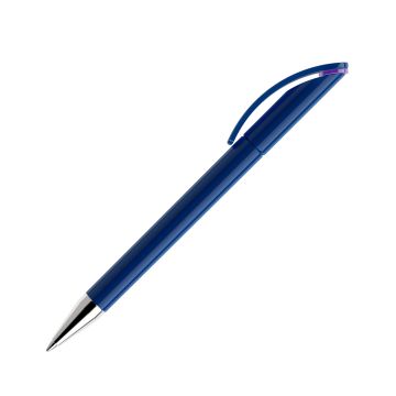 Prodir DS3 TPC Twist Kugelschreiber blau poliert mit Metallspitze und farbigem Ring