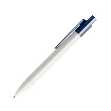 Prodir DS4 PMM Push Kugelschreiber weiß mit farbigem Clip polished