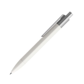 Prodir DS4 PMM Push Kugelschreiber weiß mit farbigem Clip polished
