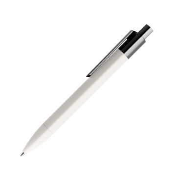 Prodir DS4 PMM Push Kugelschreiber weiß mit farbigem Clip polished