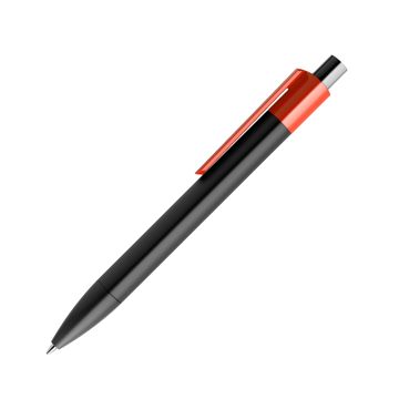 Prodir DS4 PMM Push Kugelschreiber schwarz matt mit farbigem Clip polished