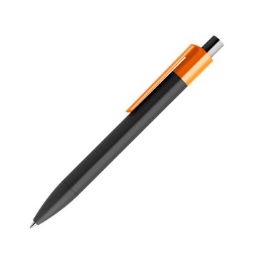 Prodir DS4 PRR Soft Touch Push Kugelschreiber schwarz mit farbigem Clip polished