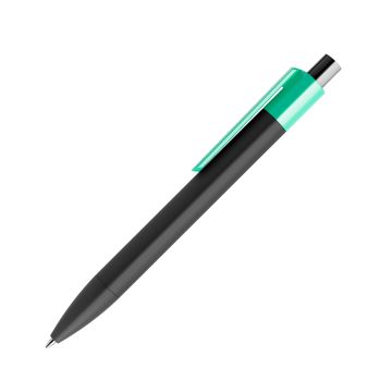 Prodir DS4 PRR Soft Touch Push Kugelschreiber schwarz mit farbigem Clip polished