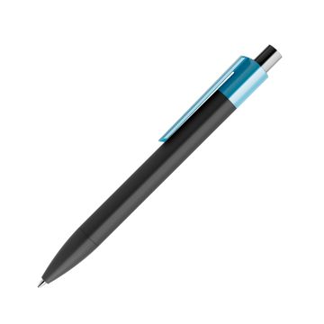 Prodir DS4 PRR Soft Touch Push Kugelschreiber schwarz mit farbigem Clip polished