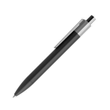 Prodir DS4 PRR Soft Touch Push Kugelschreiber schwarz mit farbigem Clip polished