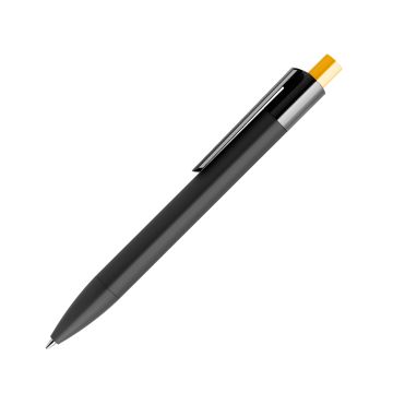 Prodir DS4 PRR Soft Touch Push Kugelschreiber schwarz mit farbigem Drücker polished
