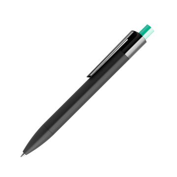 Prodir DS4 PRR Soft Touch Push Kugelschreiber schwarz mit farbigem Drücker polished