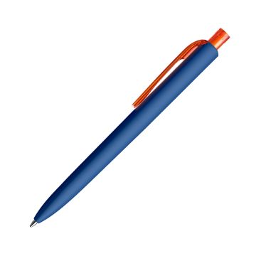 Prodir DS8 Soft Touch PRR Push Kugelschreiber blau mit transparentem Drücker und Clip