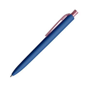 Prodir DS8 Soft Touch PRR Push Kugelschreiber blau mit transparentem Drücker und Clip