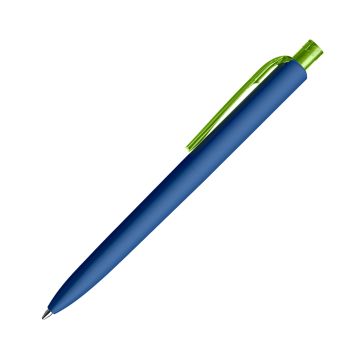 Prodir DS8 Soft Touch PRR Push Kugelschreiber blau mit transparentem Drücker und Clip