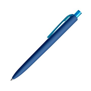 Prodir DS8 Soft Touch PRR Push Kugelschreiber blau mit transparentem Drücker und Clip