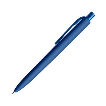 Prodir DS8 Soft Touch PRR Push Kugelschreiber blau mit transparentem Drücker und Clip
