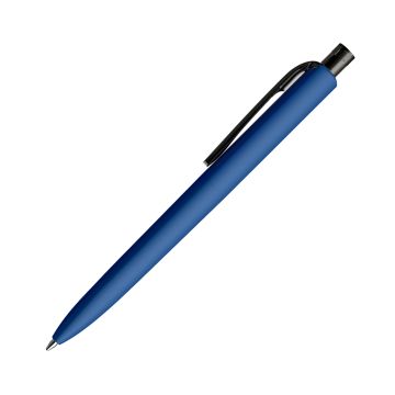 Prodir DS8 Soft Touch PRR Push Kugelschreiber blau mit transparentem Drücker und Clip