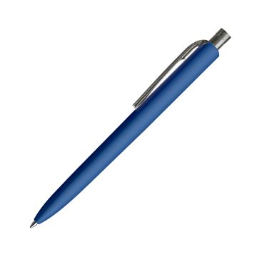 Prodir DS8 Soft Touch PRR Push Kugelschreiber blau mit transparentem Drücker und Clip