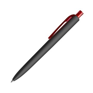 Prodir DS8 Soft Touch PRR Push Kugelschreiber schwarz mit transparentem Drücker und Clip