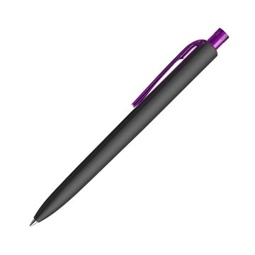 Prodir DS8 Soft Touch PRR Push Kugelschreiber schwarz mit transparentem Drücker und Clip